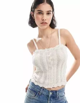 Топ-топ Vero Moda на пуговицах с вязанным крючком кремового цвета