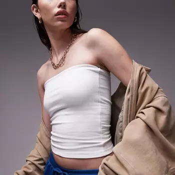 Топ Topshop Bandeau Neckline, белый