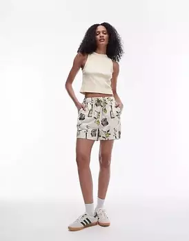 Топ Topshop Fit Sleeveless Short, желтовато-бежевый