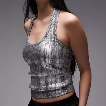 Топ Topshop foil halter, металл