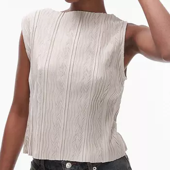Топ Topshop Plisse Tank, светло-бежевый