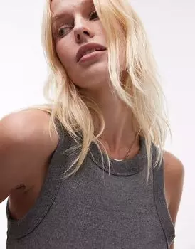 Топ Topshop rib racer в угольно-мелованном цвете