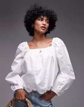 Топ Topshop с длинными рукавами цвета слоновой кости