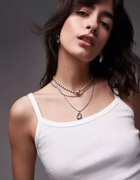 Топ Topshop с отделкой в виде фестончатого узора белого цвета