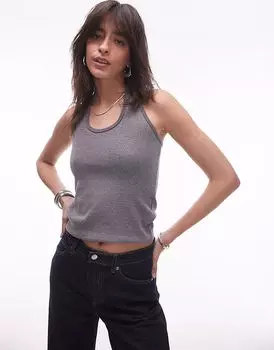 Топ Topshop с резинкой на шее серого меланжевого цвета