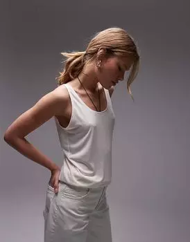 Топ Topshop с широким круглым вырезом цвета слоновой кости