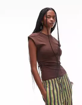 Топ Topshop с завышенной талией шоколадно-коричневого цвета