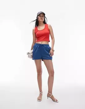 Топ Topshop Short With U-shaped Neckline, красный