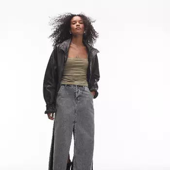 Топ Topshop Stripe Spaghetti Strap Tube, хаки