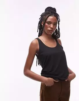 Топ Topshop свободного кроя с круглым вырезом черного цвета