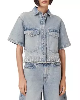 Топ Tove с декоративными элементами и укороченным кроем ALLSAINTS, синий