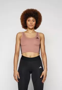Топ TRAIN ESSENTIALS 3STRIPES CROPPED adidas Performance, светло-коричневый