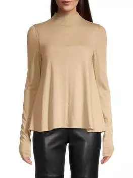 Топ - Трапеция Rebecca Taylor с воротником - стойкой, beige