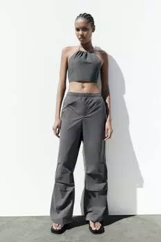 Топ-тренч с холтером ZARA, антрацитовый серый