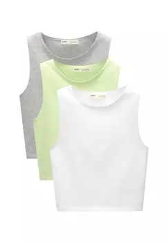 Топ TRIPACK PULL&BEAR, неоновый зеленый