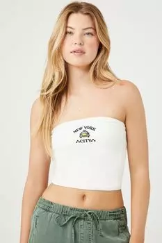 Топ-труба с вышивкой New York City Forever 21, кремовый