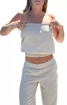 Топ-труба со сборками цвета песочный bobi, цвет sandy