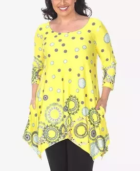 Топ-туника больших размеров Erie с рукавами 3/4 White Mark, мультиколор