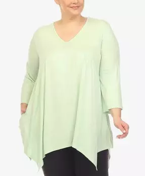 Топ-туника больших размеров с v-образным вырезом и ампирным вырезом White Mark, зеленый