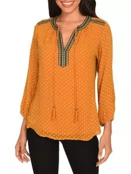 Топ-туника kendall с кисточками и завязками DR2 by Daniel Rainn Mustard gold