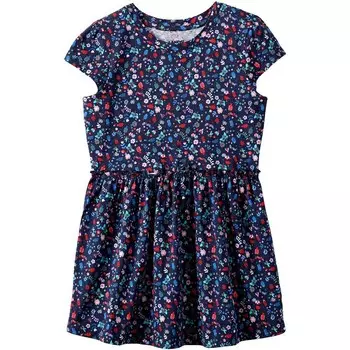 Топ-туника Lands' End со сборкой на талии для девочек от 2 до 20 лет в цвете Regular и Plus, цвет Navy Multi Bug Life