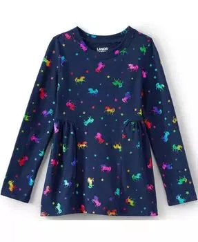 Топ-туника с длинными рукавами для девочек Lands' End, розовый