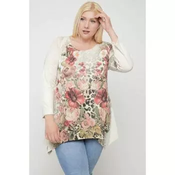 Топ-туника с геометрическим/этнографическим принтом, нанесенным методом сублимации FASHNZFAB, цвет ivory/multi floral