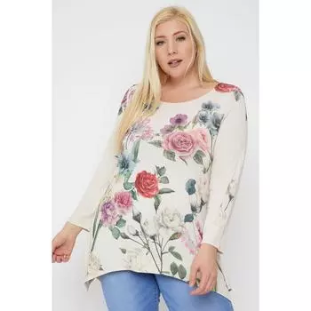 Топ-туника с геометрическим/этнографическим принтом, нанесенным методом сублимации FASHNZFAB, цвет ivory/floral