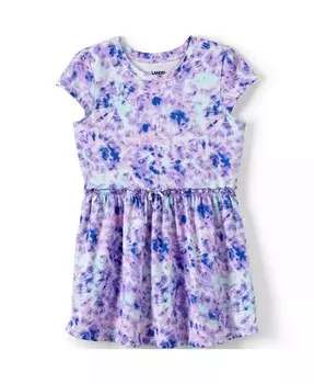 Топ-туника с короткими рукавами и присборенной талией для девочек Lands' End, зеленый