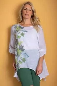 Топ-туника с принтом и глубоким подолом Klass., зеленый