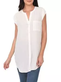 Топ - Туника с Разрезом DR2 by Daniel Rainn на пуговицах, белый