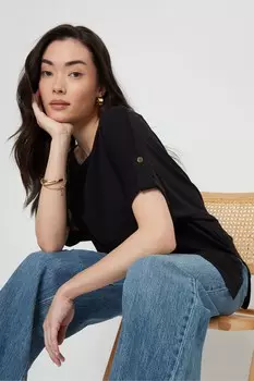 Топ-Туника с вырезом и рукавами «летучая мышь» Threadbare, черный