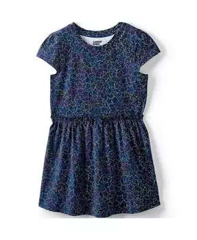 Топ-туника со сборкой на талии для больших девочек с короткими рукавами и присборенной талией Lands' End, синий