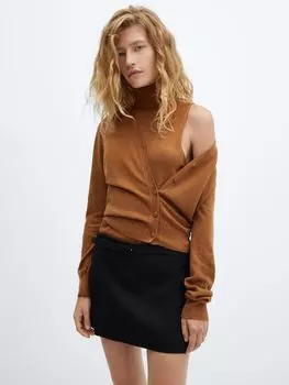 Топ Twinny с высоким воротником Mango, темно коричневый