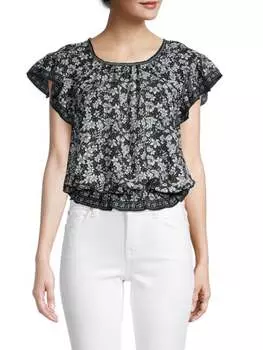 Топ Укороченный Max Studio с рукавами развевающимися, черный