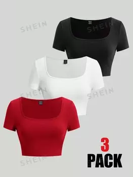 Топ укороченный Shein Ezwear женский, красный