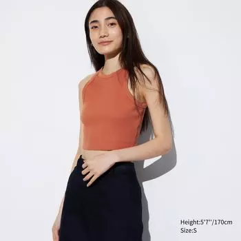 Топ укороченный Uniqlo Ringer из мягкой ткани, оранжевый