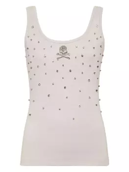 Топ, украшенный стразами Philipp Plein, серый