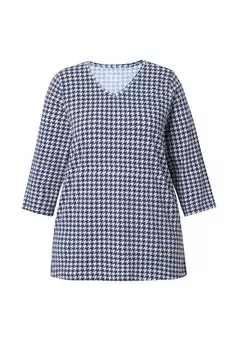 Топ Ulla Popken Shirt, цвет dark blue/white