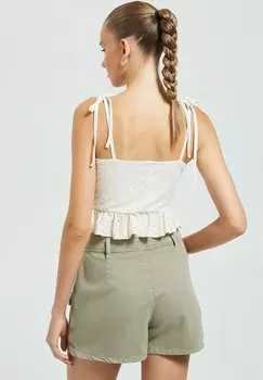 Топ UNDER WIRED RUFFLE DETAIL SLIM FIT EMBROIDERED Koton, бежевый