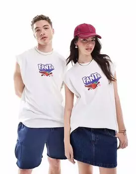 Топ унисекс свободного покроя ASOS DESIGN белого цвета с принтом Fanta Strawberry's и Cream