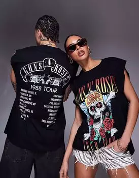 Топ унисекс свободного покроя ASOS DESIGN черного цвета с принтом Guns N Roses