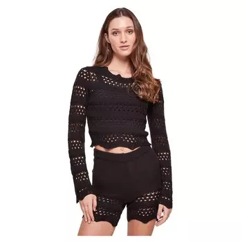 Топ Urban Classics Crochet Long Sleeve, черный