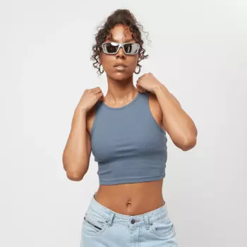 Топ Urban Classics Cropped Rib Top, синий/серебристый