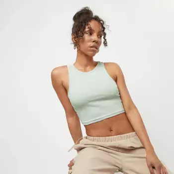 Топ Urban Classics Cropped Rib Top, зеленый/зеленый