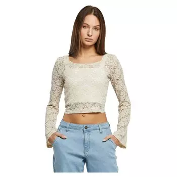 Топ Urban Classics Lace Long Sleeve, бежевый