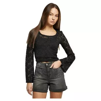 Топ Urban Classics Lace Long Sleeve, черный
