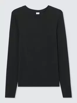 Топ узкого кроя с длинными рукавами John Lewis, черный