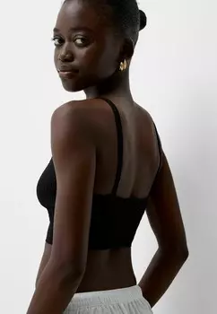 Топ V-NECK Bershka, черный деним