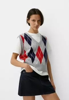 Топ V-NECK DIAMOND Bershka, серый